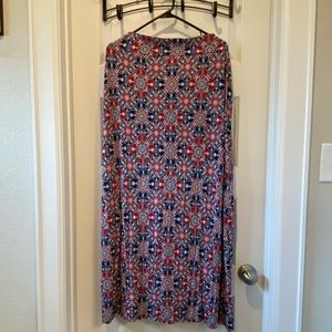 Liz Clairborne Navy/Red/White Geo Maxi Skirt 1X